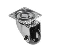 GTV - Ruedas giratorias para muebles BRAZYLIA sin bloqueo - Ruedas giratorias para muebles - Acero/PC/PU - Diámetro 75 mm - Ruedas giratorias 360 grados - Carga total por rollo 64 kg - Negro