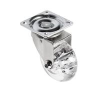 GTV - Ruedas giratorias para muebles BRAZYLIA sin bloqueo - Ruedas giratorias para muebles - Acero/PC/PU - Diámetro 75 mm - Ruedas giratorias 360 grados - Carga total por rollo 64 kg - Transparente