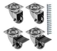 GTV - Ruedas para muebles BRAZIL, 4 unidades, juego de ruedas para muebles: 2 ruedas con freno, 2 sin freno, de acero y goma, +16 tornillos cónicos 4 x 16, diámetro: 35 mm, color: negro