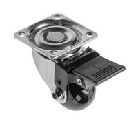 GTV - Ruedas para muebles BRAZYLIA con bloqueo - Ruedas giratorias para muebles - Acero/PC/PU - Diámetro 35 mm - Ruedas giratorias 360 grados - Carga total por rueda 30 kg - negro