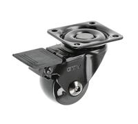 GTV - Ruedas para muebles CALIBRO | Ruedas giratorias | Ruedas para muebles | con freno | Diámetro 35 mm | De plástico y acero | Negro
