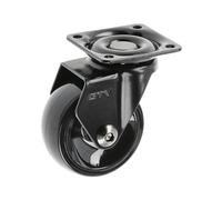 GTV - Ruedas para muebles CALIBRO | Ruedas giratorias | Ruedas para muebles | sin freno | Diámetro 50 mm | De plástico y acero | Negro