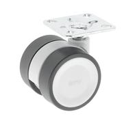 GTV - Ruedas para muebles CIRCO | Ruedas giratorias | Ruedas para muebles | sin freno | Diámetro 50 mm | De plástico y acero | Gris