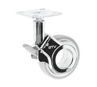 GTV - Ruedas para muebles GIRA | Ruedas giratorias para muebles | con freno | diámetro 60 mm | de plástico y acero | Cromado + gris mate