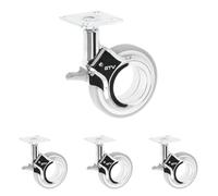 GTV - Ruedas para muebles GIRA | Ruedas giratorias para muebles | con freno | diámetro 75 mm | de plástico y acero | Cromado + gris mate (Paquete de 4)