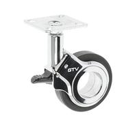 GTV - Ruedas para muebles GIRA | Ruedas giratorias | Ruedas para muebles | con freno | Diámetro 60 mm | De plástico y acero | Negro + cromo