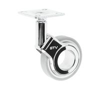 GTV - Ruedas para muebles GIRA | Ruedas giratorias | Ruedas para muebles | sin freno | Diámetro 60 mm | De plástico y acero | Cromado + gris mate