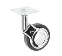 GTV - Ruedas para muebles GIRA | Ruedas giratorias | Ruedas para muebles | sin freno | Diámetro 60 mm | De plástico y acero | Negro + cromo