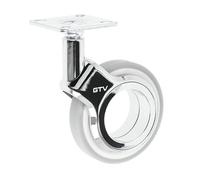 GTV - Ruedas para muebles GIRA | Ruedas giratorias | Ruedas para muebles | sin freno | Diámetro 75 mm | De plástico y acero | Cromado + gris mate
