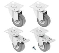 GTV - Ruedas para muebles GREYROLL, juego de 4 ruedas para muebles, 2 ruedas con freno, 2 sin freno, de acero y goma, +16 tornillos cónicos 4 x 16, diámetro: 50 mm, color: gris