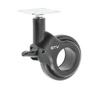 GTV - Ruedas para muebles STRADA | Ruedas giratorias | Ruedas para muebles | con freno | Diámetro 60 mm | De plástico y acero | Negro