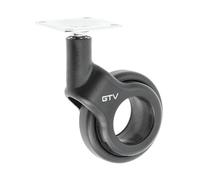 GTV - Ruedas para muebles STRADA | Ruedas giratorias | Ruedas para muebles | sin freno | Diámetro 60 mm | De plástico y acero | Negro