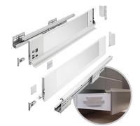 GTV - Sistema de cajones AXIS PRO | Cajón con lados de cristal | Cajón | Sistema de cajones | Altura: 116 mm Longitud: 550 mm | Blanco con cristal lechoso
