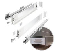 GTV - Sistema de cajones AXIS PRO | Cajón con lados de cristal | Cajón | Sistema de cajones | Altura: 84 mm Longitud: 450 mm | Blanco con cristal lechoso