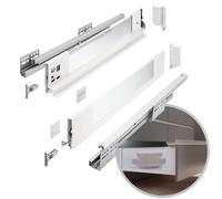 GTV - Sistema de cajones AXIS PRO | Cajón con lados de cristal | Cajón | Sistema de cajones | Altura: 84 mm Longitud: 500 mm | Blanco con cristal lechoso