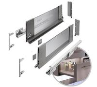 GTV - Sistema de cajones AXIS PRO | Cajón con lados de cristal | Cajones | Altura: 167 mm Longitud: 350 mm | Antracita con cristal ahumado