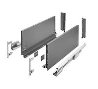 GTV- Sistema de Cajones Axis Pro, Juego de Cajones, Extracción Total y Amortiguación Integrada, Carga hasta 40 kg, Cajones Deslizantes con Cierre Suave - Ancho 400 mm, Alto 200 mm, Antracita