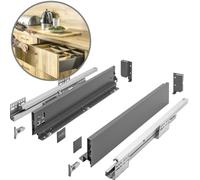 GTV Sistema de Cajones AXIS PRO - Kit Completo para Cajón con Guías de Extracción Total, Mecanismo de Cierre Suave Soft-Close, Laterales de Acero - Longitud 550 mm - Altura 86 mm - Color Antracita