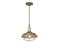GTV SOLEN lámpara colgante Ø26,5 cm - pantalla metálica dorada con jaula protectora, E27, IP20, cable ajustable, una luz; ideal para mesa, isla de cocina y barra, iluminación interior industrial