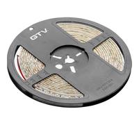 GTV Tira LED 5m Rollo Flash 2835MW, 600 LEDs 120/m, Regulable, Resistente al Agua IP65, 7,3W/m, 12V DC, 8mm de Ancho, cortable cada 5cm, Banda de Luz Muebles Cocina, Blanco Neutro 4000K