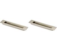 GTV Tirador Empotrado para Muebles E6, Distancia Ejes 160 mm, Longitud 186 mm, Ancho 37,5 mm, Manija para Puertas Correderas y Cajones, Acero Cepillado (Paquete de 2)