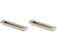 GTV Tirador Empotrado para Muebles UZ-E6, Diseño Minimalista para Puertas Correderas, Distancia 128 mm, Longitud 155 mm, Material ZnAl, Acero Cepillado (Paquete de 2)