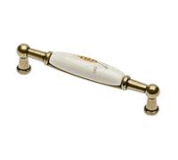 GTV Tirador para muebles 728B, BA 96 mm, Zamak y porcelana, superficie de latón envejecido, diseño de country