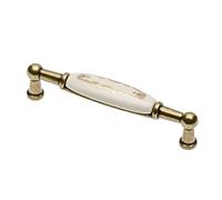 GTV Tirador para muebles 728B, BA 96 mm, Zamak y porcelana, superficie de latón envejecido, diseño ornamental