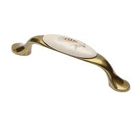 GTV Tirador para muebles 728P, BA 96 mm, zamak y porcelana, acabado en latón envejecido, diseño country