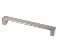 GTV Modena - Tirador de mueble para cajón de armario, distancia de perforación 160 mm, longitud total 172 mm, hecho de zinc fundido (ZnAl), diseño moderno, acero cepillado