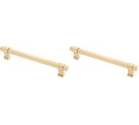 GTV - Tirador para muebles IMPERIAL | Tiradores para muebles | Largo 19,4 cm | Distancia entre orificios 16 cm | ZnAl | Oro cepillado (Paquete de 2)