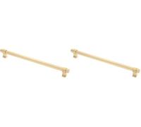 GTV - Tirador para muebles IMPERIAL | Tiradores para muebles | Largo 29 cm | Distancia entre orificios 25,6 cm | ZnAl | Oro cepillado (Paquete de 2)