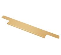 GTV Tirador para muebles LIND dorado cepillado anodizado 320 mm distancia de perforación 396 mm de largo, tirador de 18 mm de ancho, tirador de borde para cocina, armarios, cajones, accesorios de