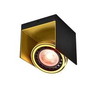 GTV VERSO foco de techo ES111 - cuerpo negro/dorado de aluminio, orientable, 1×GU10, IP20, 15,5×14×13 cm; montaje en superficie y luz de acento para salón, cocina y pasillo, iluminación interior