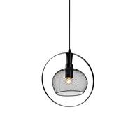 GTV XALIS lámpara colgante Ø30 cm - anillo con pantalla de malla negra, 1×E27, IP20, altura regulable; ideal para mesa, isla y salón, estilo moderno/retro, iluminación interior