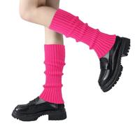 GTYARYUA Calentadores, Calentadores Mujer, Los Años 80-90 para Calentadores Niña, Leg Warmers, Calentadores Piernas Mujer, Adecuado para Mantener el Calor en Invierno (rosa roja, Talla única)