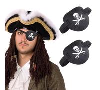 GTYARYUA Parche Pirata, 2 PCS Pirata Parche Ojo Adulto, Máscara de un Solo Parche de Ojo Ajustable 3D, Máscara de Ojos de Halloween Decoración, para Juegos de Rol de Halloween, Temas Piratas (A)
