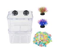 GTYHH 1 Acuario, 2 Plantas Acuáticas Simuladas Y 50 Piedras Luminosas, Accesorios para El Diseño De Acuarios, Incubadora para Peces Ornamentales, Caja De Cría De Peces