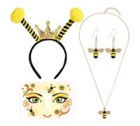 GTYHH 1 Banda para El Cabello, 1 Collar, 1 Par De Aretes Y 1 Pegatina para La Cara, Vestido De Abeja, Ropa para Adultos, Accesorios para Juegos De rol, Accesorios para Fiestas.