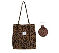 GTYHH 1 Bolso Estampado Leopardo Y 1 Llavero Estampado Leopardo, Bolso Bandolera De Pana, Bolso Bandolera De Lona, Bolso De Mujer, Llavero De Piel Pu