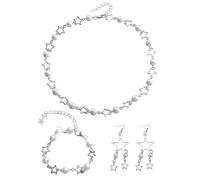 GTYHH 1 Collar, 1 Pulsera Y 1 Par De Aretes, Joyería Elemento Estrella, Joyería Y2K, Joyería Punk, Joyería Mujer