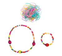 GTYHH 1 Collar De Mariquita Y 1 Pulsera De Mariquita con 100 Mini Cuerdas para El Cabello De Colores, Lindas Joyas De Madera, Joyas De Cuentas para Niños