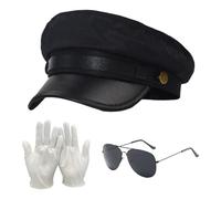 GTYHH 1 Gorra Plana Con 1 Par De Guantes Y 1 Par De Gafas, Gorro De Conductor, Gorro Sencillo, Accesorios De Vestuario, Accesorios De Cosplay.