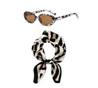 GTYHH 1 Pañuelo con Estampado De Leopardo, 1 Par De Gafas De Sol, Pañuelo De Seda, Serpientes De Bolsillo, Decoración De Pulsera, Pañuelo como Regalo De Banquete, Recuerdo De Viaje.