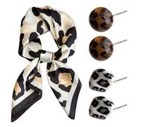 GTYHH 1 Pañuelo De Seda Grande con Estampado De Leopardo De 70 * 70 Cm, 2 Pares De Pendientes con Estampado De Leopardo, Pañuelo Fino con Protección Solar, Regalos De Joyería De Moda.