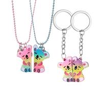 GTYHH 1 Par De Collares De Osos Y 1 Par De Llaveros De Osos, Accesorios Bonitos De Dibujos Animados, Accesorios Magnéticos Creativos, Accesorios para Niñas