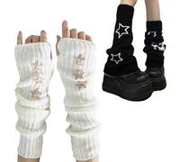 GTYHH 1 Par De Guantes Largos Sin Dedos Para Mujer Y 1 Par De Calentadores Con Estampado De Estrellas, Complementos Estilo Punk, Moda Y Complementos Personalizados