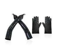 GTYHH 1 Par De Guantes Largos Sin Dedos Y 1 Par De Guantes Cortos, Estilo De Cuero Plateado Y Negro A Juego, Hasta El Codo Y Forma Fresca, Adecuados Para Fiestas Y Bodas.