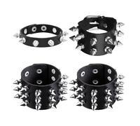 GTYHH 1 Pulsera De Cuero De Tres Filas Y Pulsera De Uñas De Cuero De 3 Piezas, Joyas con Remaches Punk Rock, Pulsera De Cuero No Convencional, Ropa De Escenario Personalizada Y Accesorios A Juego.