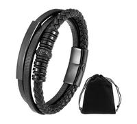 GTYHH 1 Pulsera Multicapa Y 1 Bolsa De Almacenamiento, Pulsera De Cuero PU, Pulsera De Personalidad De Moda, Pulsera para Hombre